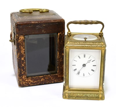 Lot 1389 - A 19th century French brass cased repeating...