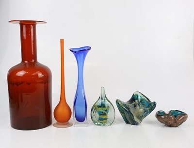 Lot 2176 - AFTER OTTO BRAUER; a large orange glass...