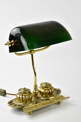 Lot 1563 - A reproduction gilt metal desk lamp with...