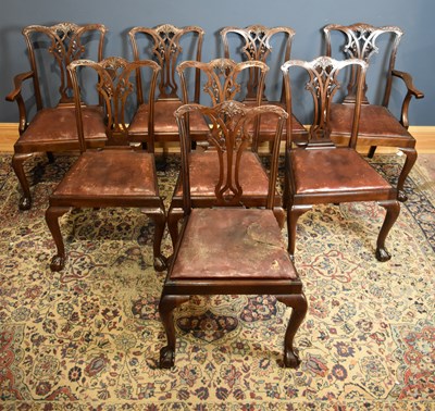 Lot 27 - A set of eight Edwardian mahogany dining...