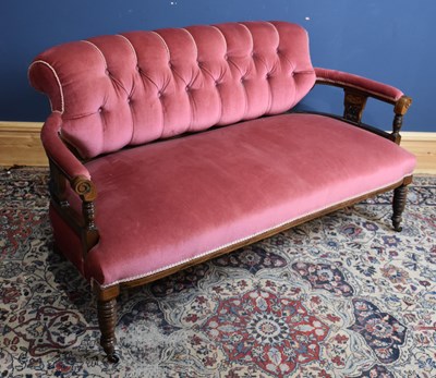Lot 28 - An Edwardian inlaid rosewood salon settee,...