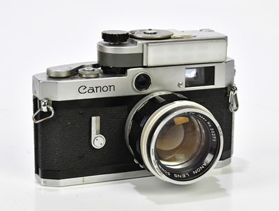 Lot 1394 - CANON; a Canon P rangefinder 35mm film camera,...