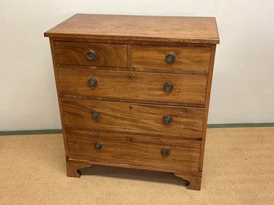 Lot 496 - An oak veneered chest of two short over three...