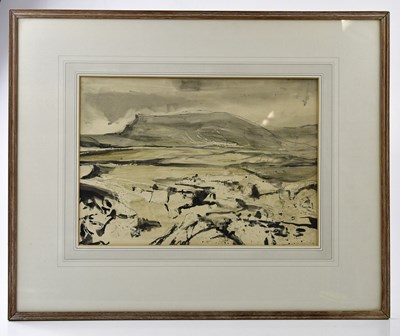 Lot 1473 - DAVID TINDLE; ink and watercolour, "The...