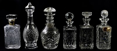 Lot 1375 - Six cut glass decanters including an example...