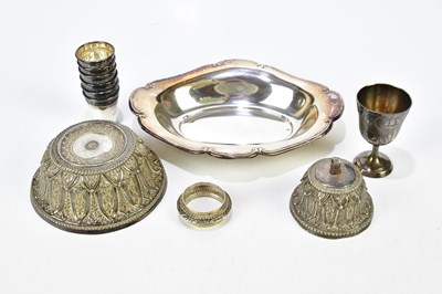 Lot 1008 - A collection of white metal items including...