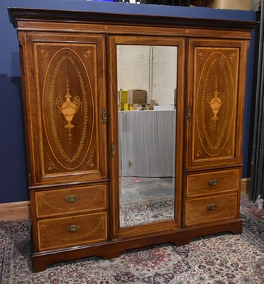 Lot 4 - An Edwardian Sheraton revival inlaid mahogany...