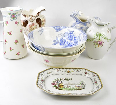 Lot 1291 - Four Victorian and later wash jugs, with three...
