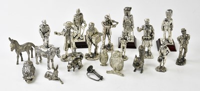 Lot 1013 - A collection of silver plated figures and...