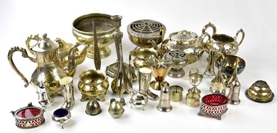 Lot 1014 - An assortment of silver plate, including a...
