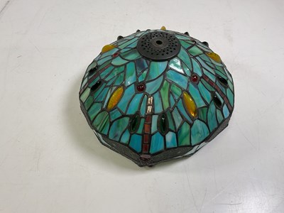 Lot 408 - A Tiffany style glass lamp shade.