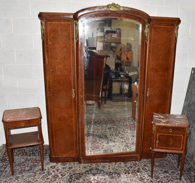 Lot 2721 - A French four piece amboyna veneered bedroom...