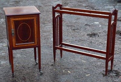Lot 1587 - An Edwardian inlaid mahogany bedside cupboard...
