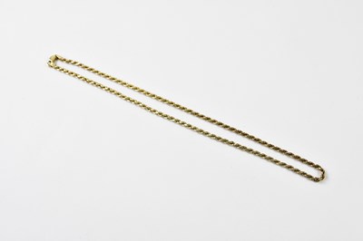 Lot 369 - A 9ct yellow gold rope twist chain, length...