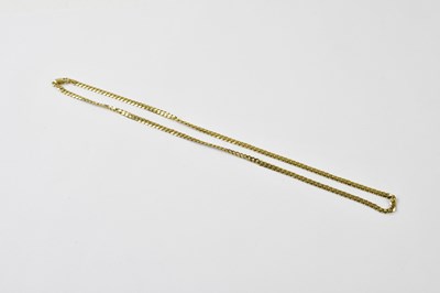 Lot 399 - A 9ct yellow gold flat link chain, length 50cm,...