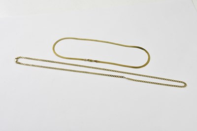 Lot 400 - A 9ct yellow gold flat link chain, and a...