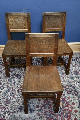 Lot 2010 - DEREK LIZARDMAN SLATER; three oak chairs with...