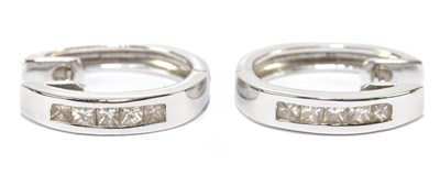 Lot 1483 - A pair of modern 18ct white gold and diamond...