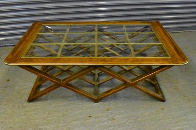 Lot 27 - A reproduction oak and brass bound rectangular...