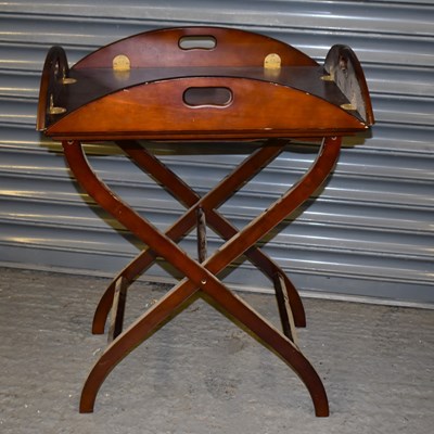 Lot 96 - A reproduction mahogany folding butler's tray,...