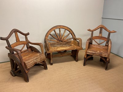 Lot 436 - A rustic wooden garden set constructed from...