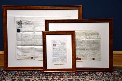 Lot 453 - Two 18th century framed indentures, larger...