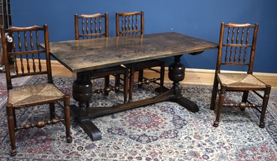 Lot 277 - An early 20th century oak refectory table on...