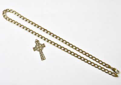 Lot 1162 - A yellow metal curb link necklace stamped 375,...