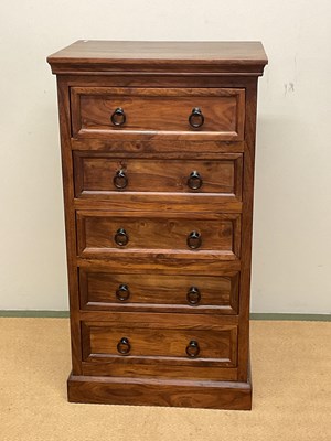 Lot 488 - A hardwood tallboy, height 110cm, width 60cm,...