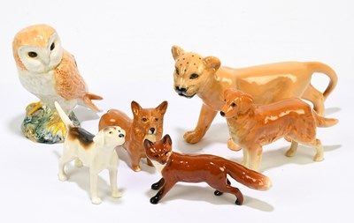 Lot 573 - BESWICK; six animal models to include owl,...