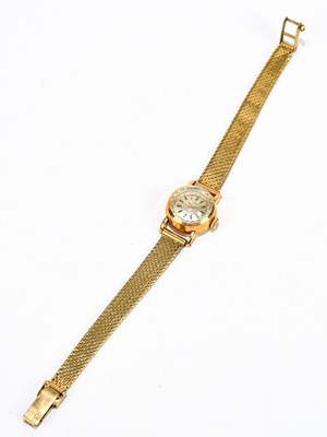 Lot 1670 - UNIVERSAL; a lady's 9ct gold cased wristwatch,...