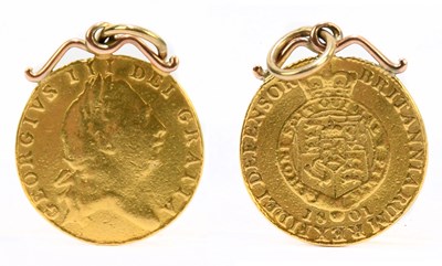 Lot 1913 - A George III half guinea, 1801, with later...