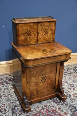 Lot 8 - A Victorian burr walnut Davenport with raised...