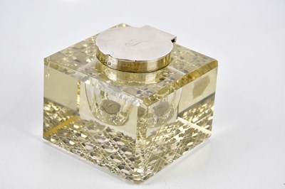Lot 2508 - A late Victorian glass inkwell of square form,...
