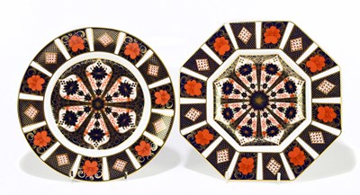 Lot 714 - ROYAL CROWN DERBY; two Old Imari decorated...