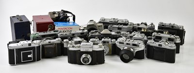 Lot 1437 - A collection of film cameras, mostly 35mm, to...