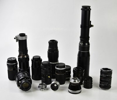 Lot 1439 - A collection of lenses, to include a Canon FL...