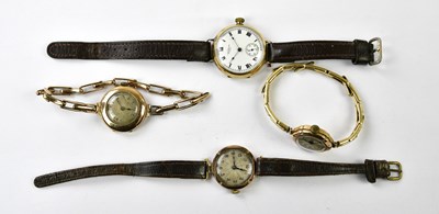 Lot 1207 - WALTHAM; a 9ct gold cased trench style...