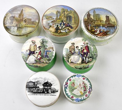 Lot 1274 - F R PRATT; a collection of Prattware pot lids...