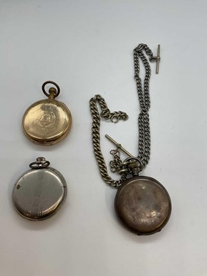 Lot 382 - A gold plated crown wind half hunter pocket...