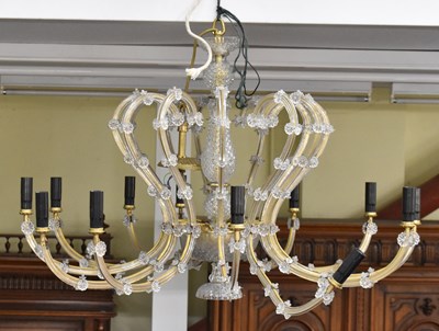 Lot 155 - A modern twelve branch cut glass chandelier,...