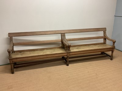 Lot 467 - A pitch pine chapel pew from a Birmingham...