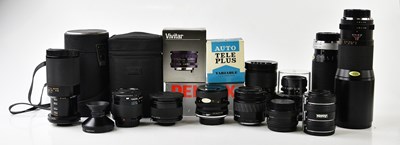 Lot 1410 - A collection of lenses, mostly manual, to...