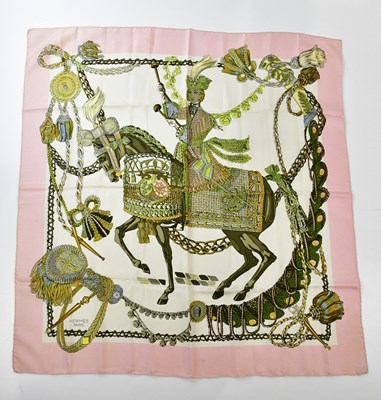 Lot 814 - HERMÈS; a rare 100% silk Le Timbalier scarf,...