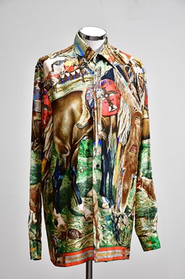 Lot 813 - HERMÈS; a long sleeved 100% silk shirt,...
