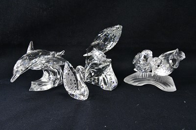 Lot 1372 - SWAROVSKI; four crystal models including swan,...