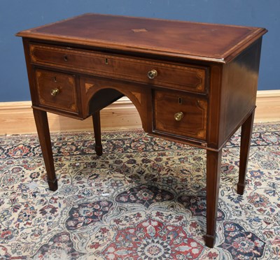 Lot 38 - An Edwardian inlaid mahogany knee-hole...