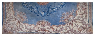 Lot 110 - A large Chinese blue ground carpet with...