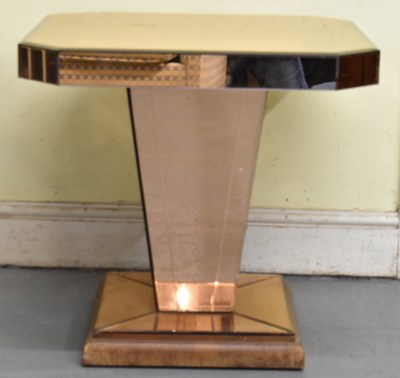 Lot 13 - A 1930s Art Deco peach glass mirrored side...