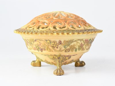 Lot 262 - ROYAL WORCESTER; a blush ware pot-pourri and...